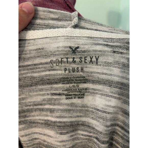 American Eagle Soft & Sexy Grey Lace Up Long Sleeve Hoodie- L - Picture 5 of 6